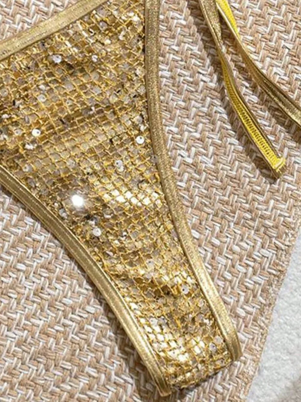 Gold Sexy Women's Gold Sequin Star Bikini Set